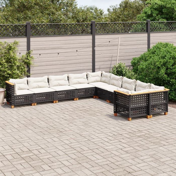 Set canapele de grădină cu perne, 10 piese, negru, poliratan - WALTI WALTI