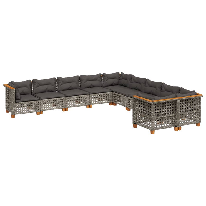 Set mobilier de grădină cu perne, 10 piese, gri, poliratan - WALTI WALTI