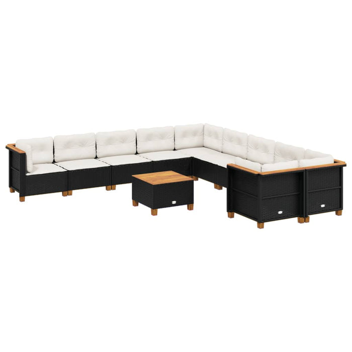 Set canapele de grădină cu perne, 11 piese, negru, poliratan - WALTI WALTI