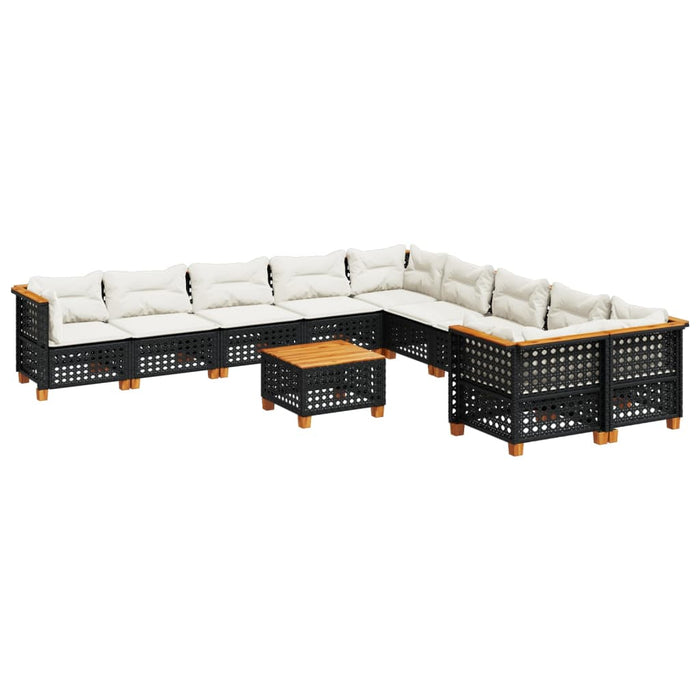 Set canapele de grădină cu perne, 11 piese, negru, poliratan - WALTI WALTI