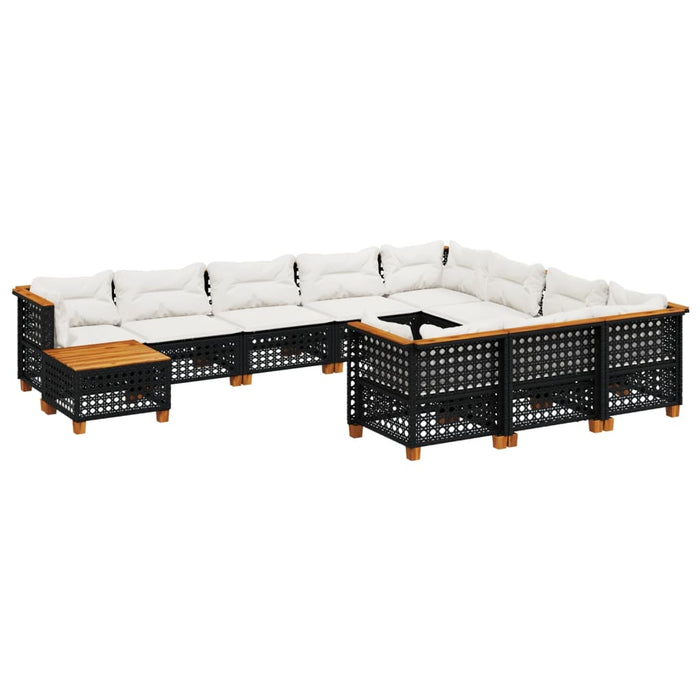Set canapele de grădină cu perne, 11 piese, negru, poliratan - WALTI WALTI