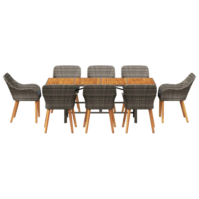Set de masă pentru grădină cu pernă 9 pcs Gri poliratan - WALTI WALTI