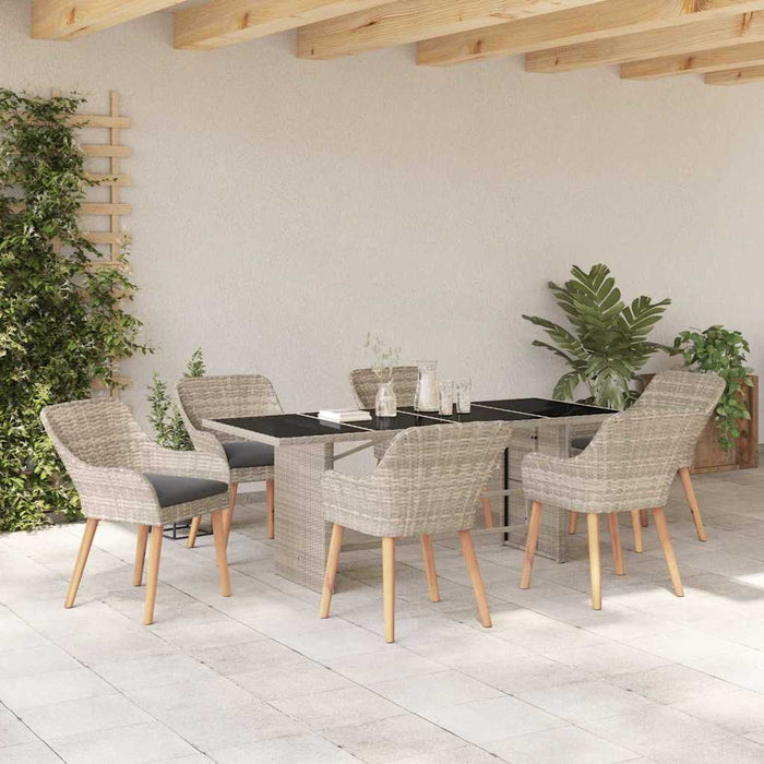 Set dining pentru exterior 7 pcs Gri deschis 190 x 80 x 74 cm - WALTI WALTI