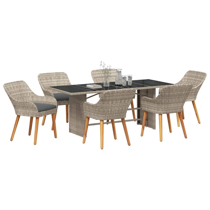 Set dining pentru exterior 7 pcs Gri deschis 190 x 80 x 74 cm - WALTI WALTI