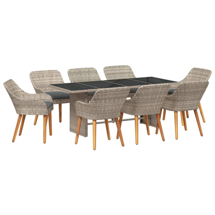 Set de dining 9 pcs Gri deschis 190 x 80 x 74 cm - WALTI WALTI
