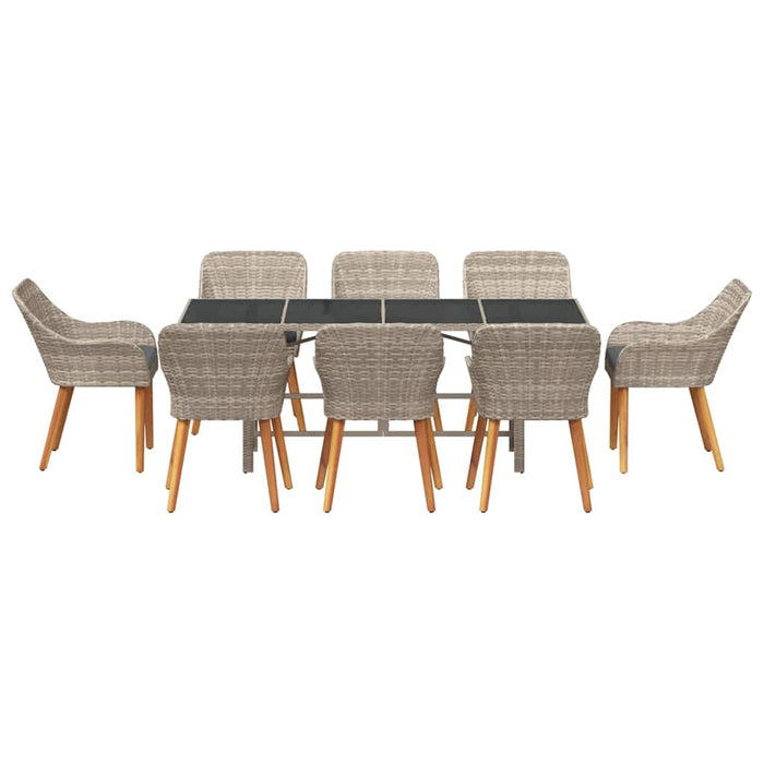 Set de dining 9 pcs Gri deschis 190 x 80 x 74 cm - WALTI WALTI