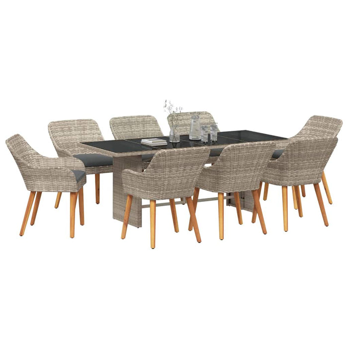 Set de dining 9 pcs Gri deschis 190 x 80 x 74 cm - WALTI WALTI