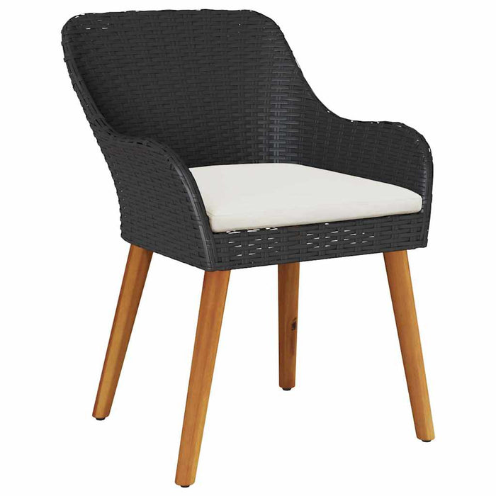 Set de masă pentru grădină cu pernă 3 pcs Negru poliratan - WALTI WALTI