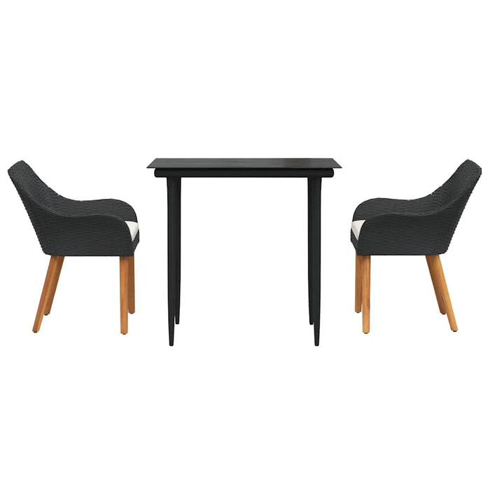Set de masă pentru grădină cu pernă 3 pcs Negru poliratan - WALTI WALTI