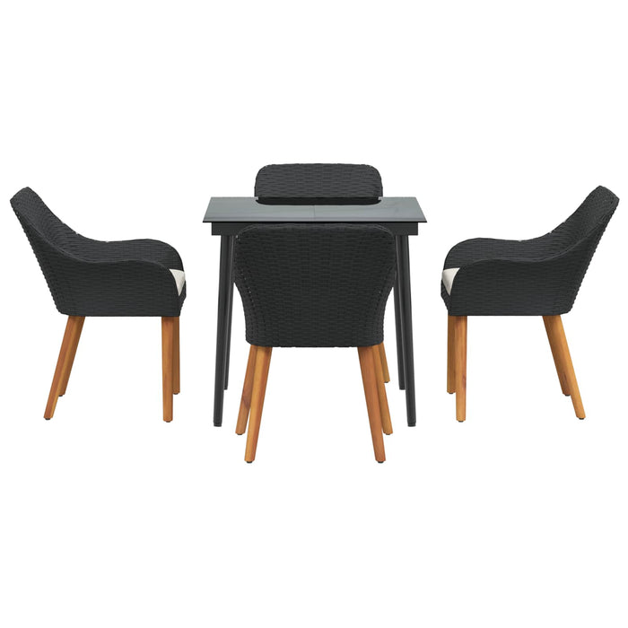 Set de masă pentru grădină cu pernă 5 pcs Negru poliratan - WALTI WALTI