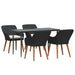 Set de masă pentru grădină cu pernă 5 pcs Negru poliratan - WALTI WALTI