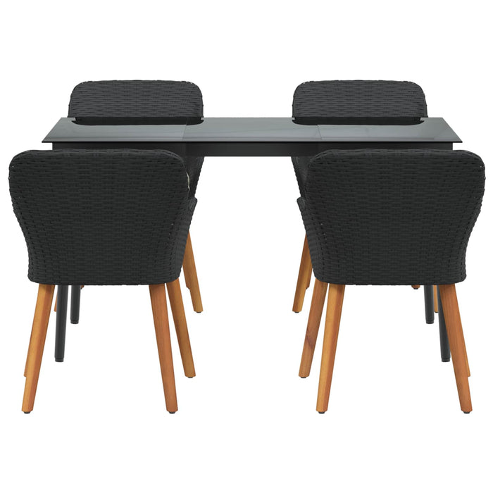 Set de masă pentru grădină cu pernă 5 pcs Negru poliratan - WALTI WALTI