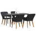 Set de masă pentru grădină cu pernă 5 pcs Negru poliratan - WALTI WALTI