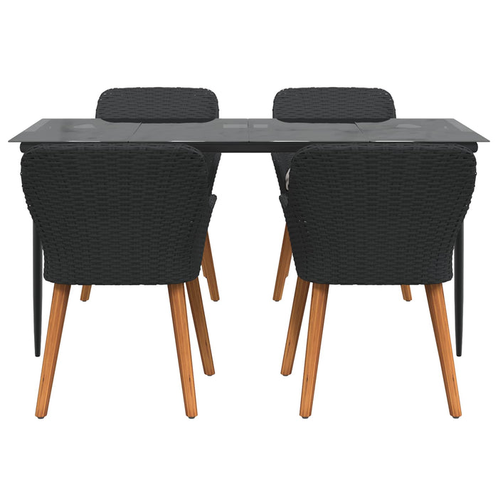 Set de masă pentru grădină cu pernă 5 pcs Negru poliratan - WALTI WALTI
