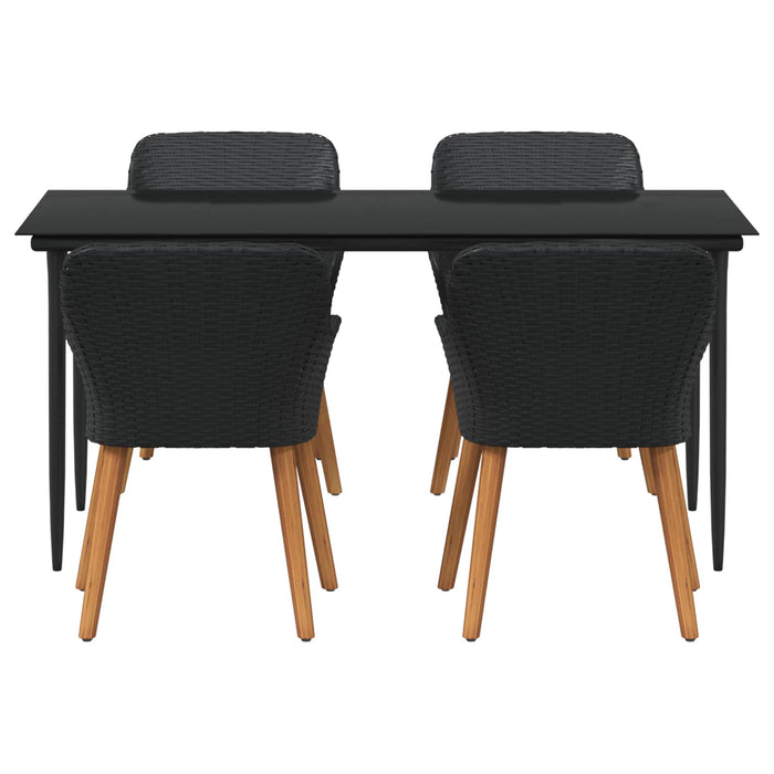 Set de masă pentru grădină cu pernă 5 pcs Negru poliratan - WALTI WALTI