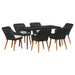 Set de masă pentru grădină cu pernă 7 pcs Negru poliratan - WALTI WALTI
