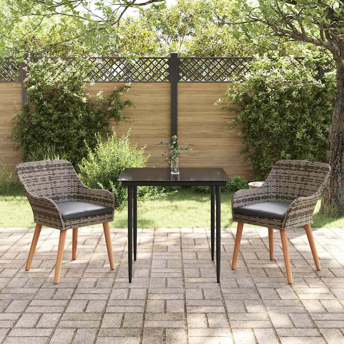 Set de masă pentru grădină cu pernă 3 pcs Gri poliratan - WALTI WALTI