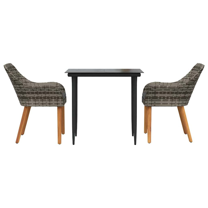 Set de masă pentru grădină cu pernă 3 pcs Gri poliratan - WALTI WALTI
