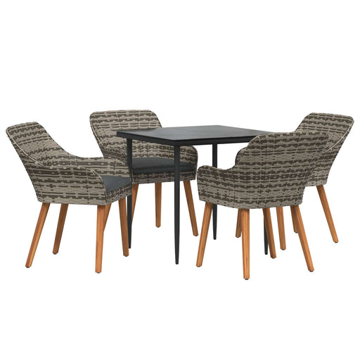 Set de masă pentru grădină cu pernă 5 pcs Gri poliratan - WALTI WALTI