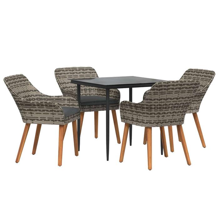 Set de masă pentru grădină cu pernă 5 pcs Gri poliratan - WALTI WALTI
