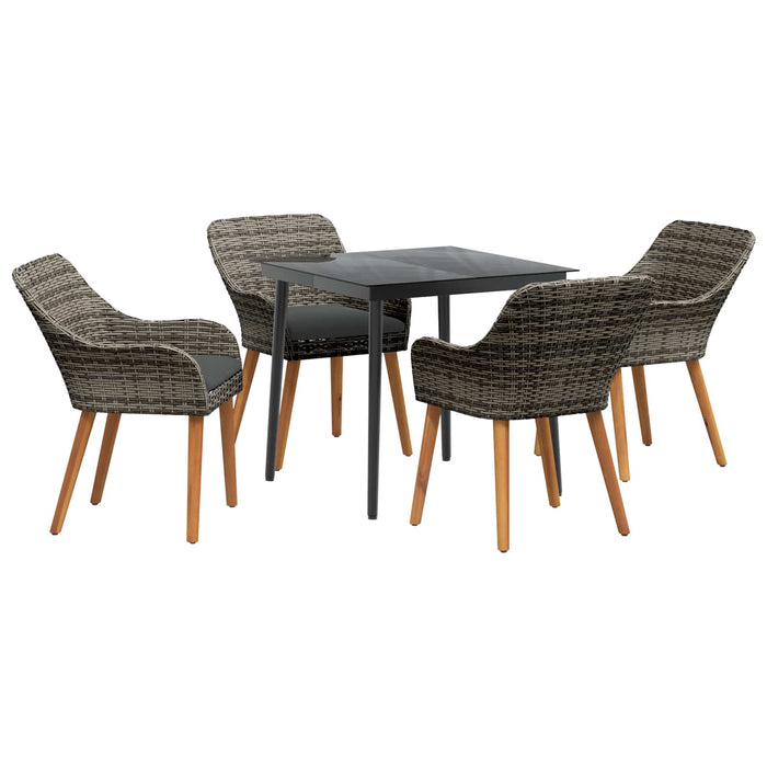 Set de masă pentru grădină cu pernă 5 pcs Gri poliratan - WALTI WALTI