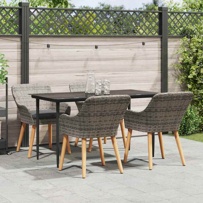 Set de masă pentru grădină cu pernă 5 pcs Gri poliratan - WALTI WALTI
