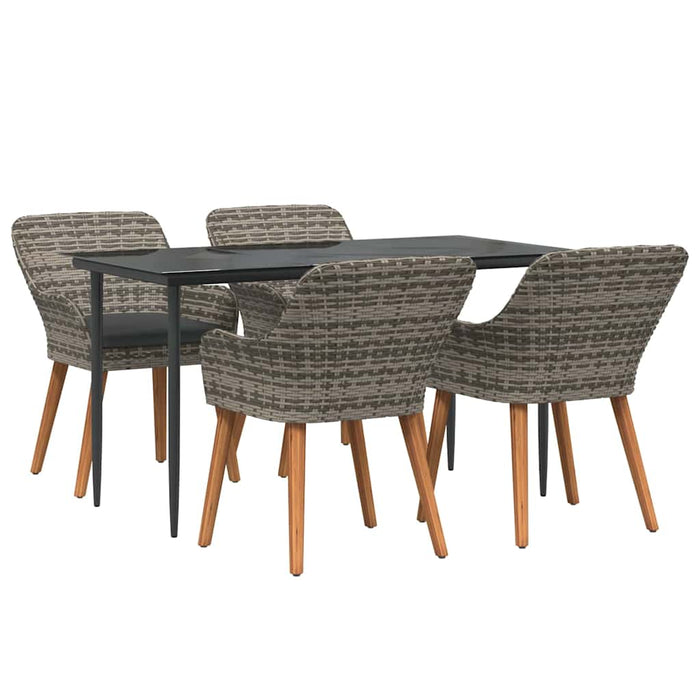 Set de masă pentru grădină cu pernă 5 pcs Gri poliratan - WALTI WALTI