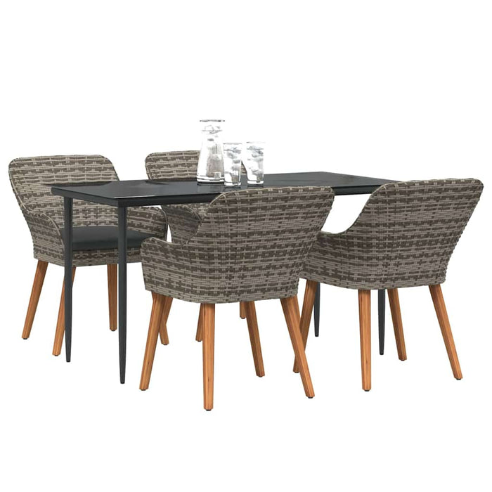 Set de masă pentru grădină cu pernă 5 pcs Gri poliratan - WALTI WALTI