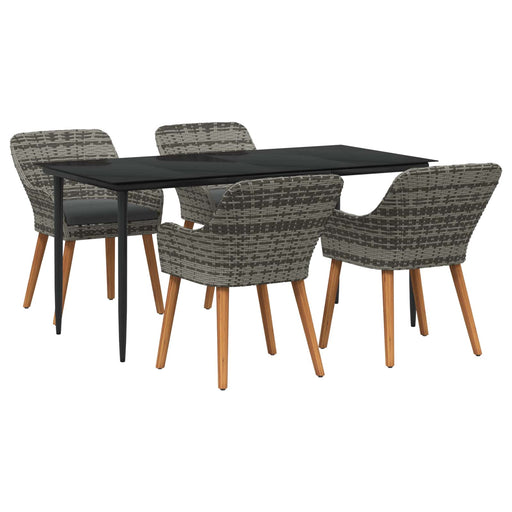 Set de masă pentru grădină cu pernă 5 pcs Gri poliratan - WALTI WALTI