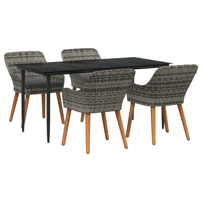 Set de masă pentru grădină cu pernă 5 pcs Gri poliratan - WALTI WALTI