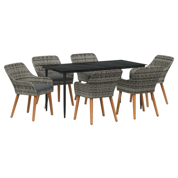 Set de masă pentru grădină cu pernă 7 pcs Gri poliratan - WALTI WALTI