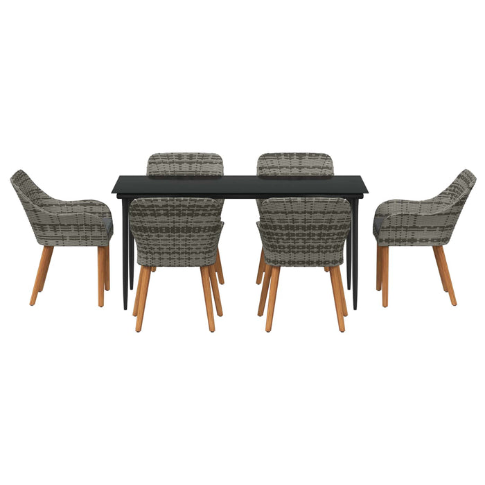 Set de masă pentru grădină cu pernă 7 pcs Gri poliratan - WALTI WALTI