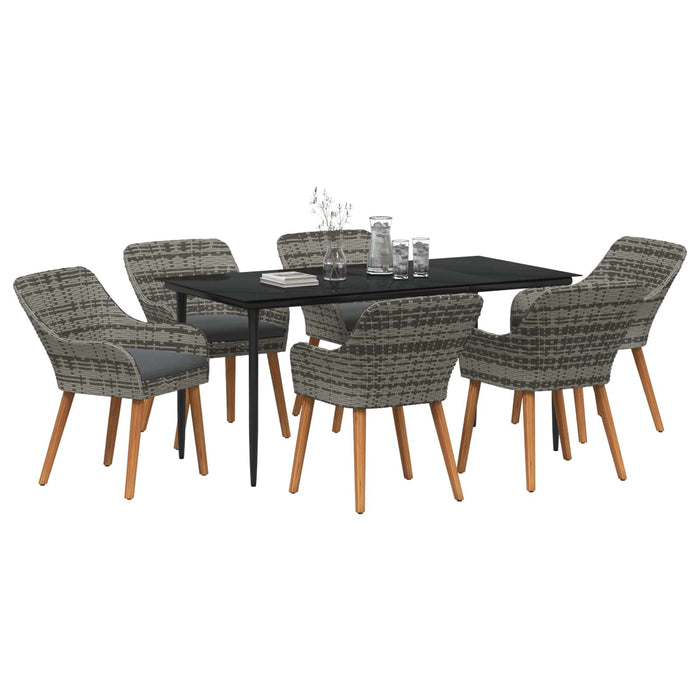 Set de masă pentru grădină cu pernă 7 pcs Gri poliratan - WALTI WALTI