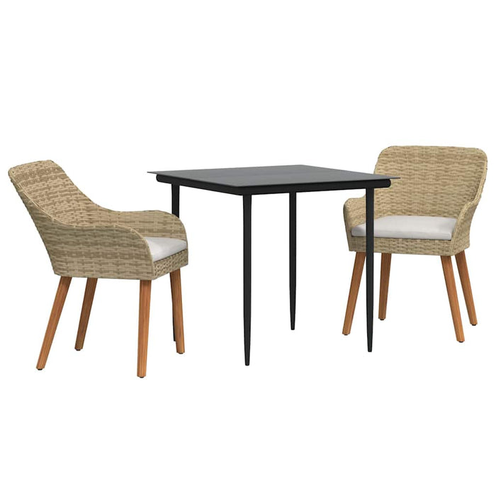 Set de masă pentru grădină cu pernă 3 pcs Bej poliratan - WALTI WALTI
