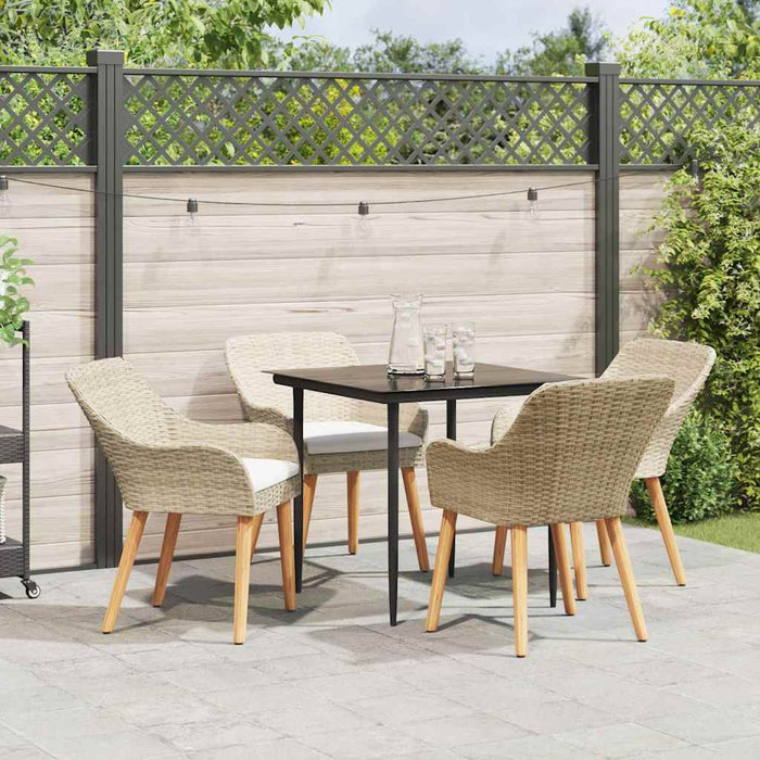 Set de masă pentru grădină cu pernă 5 pcs Bej poliratan - WALTI WALTI