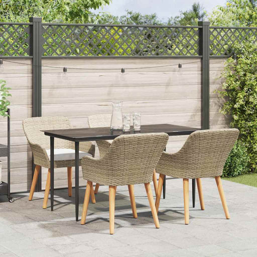Set de masă pentru grădină cu pernă 5 pcs Bej poliratan - WALTI WALTI