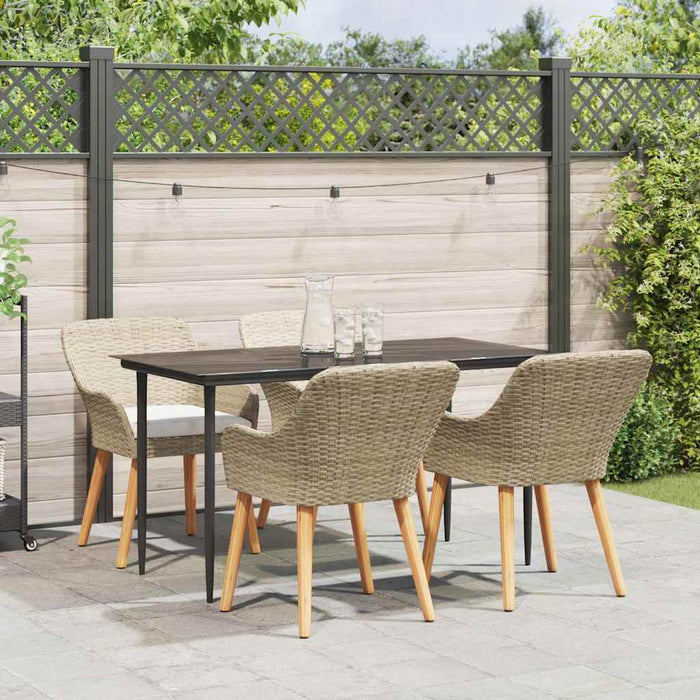 Set de masă pentru grădină cu pernă 5 pcs Bej poliratan - WALTI WALTI