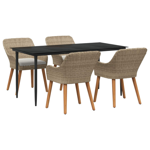 Set de masă pentru grădină cu pernă 5 pcs Bej poliratan - WALTI WALTI