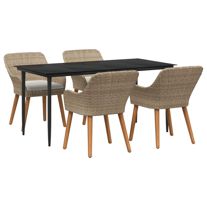 Set de masă pentru grădină cu pernă 5 pcs Bej poliratan - WALTI WALTI