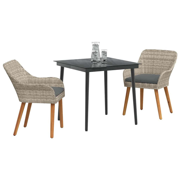 Set de dining 3 pcs Gri deschis și Negru 80 cm x 80 cm - WALTI WALTI