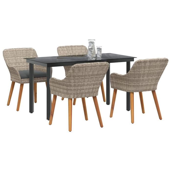 Set de dining 5 pcs Gri deschis și Negru 140 x 70 x 74 cm - WALTI WALTI