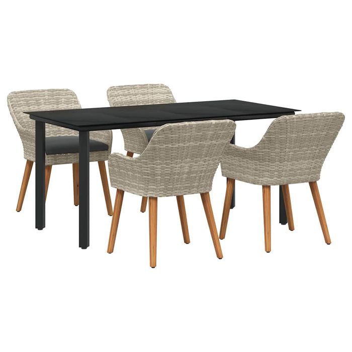 Set de dining 5 pcs Gri deschis și Negru 160 x 80 x 74 cm - WALTI WALTI