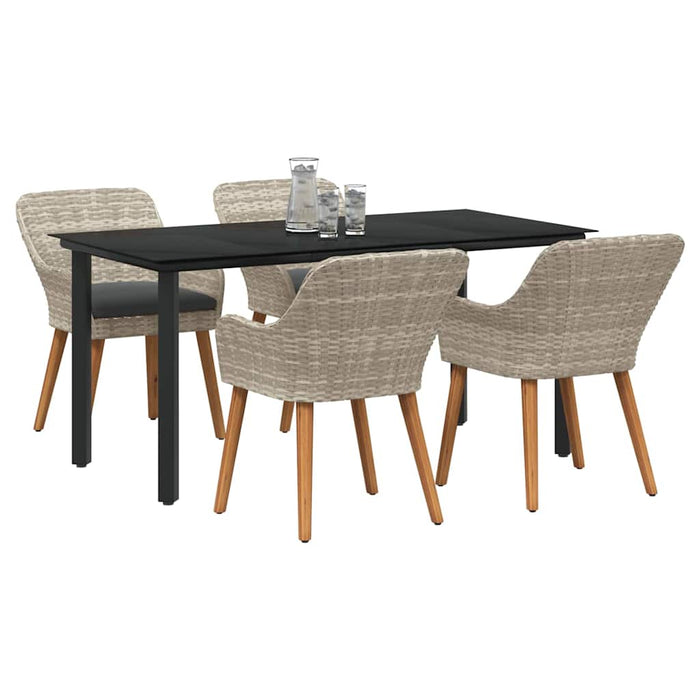 Set de dining 5 pcs Gri deschis și Negru 160 x 80 x 74 cm - WALTI WALTI