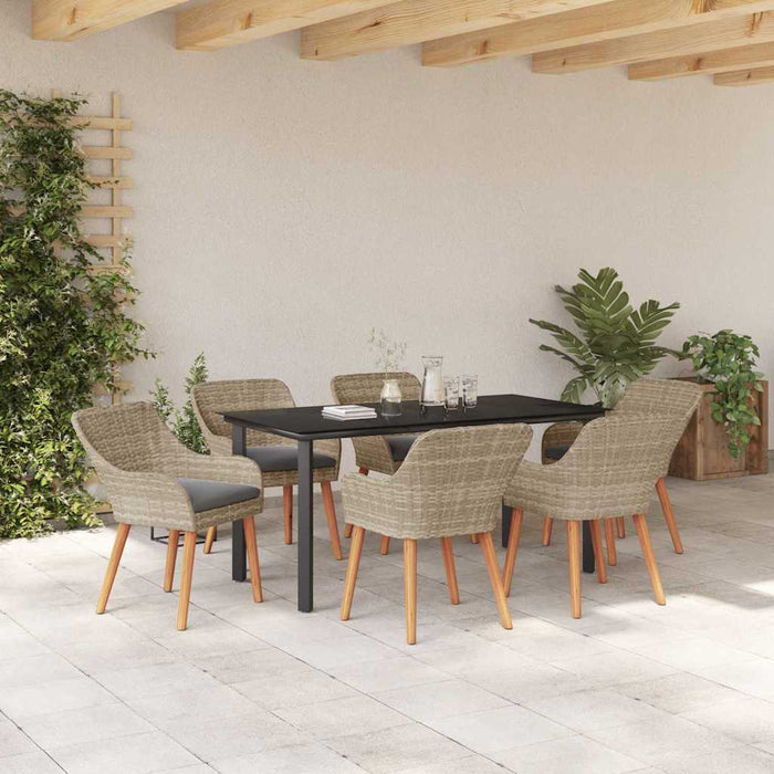 Set de dining 7 pcs Gri deschis și Negru 160 x 80 x 74 cm - WALTI WALTI