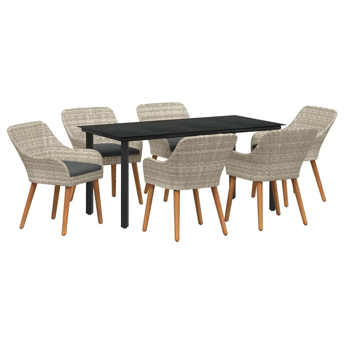 Set de dining 7 pcs Gri deschis și Negru 160 x 80 x 74 cm - WALTI WALTI