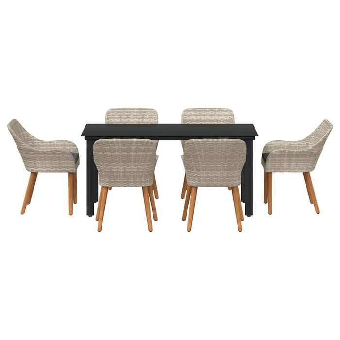 Set de dining 7 pcs Gri deschis și Negru 160 x 80 x 74 cm - WALTI WALTI