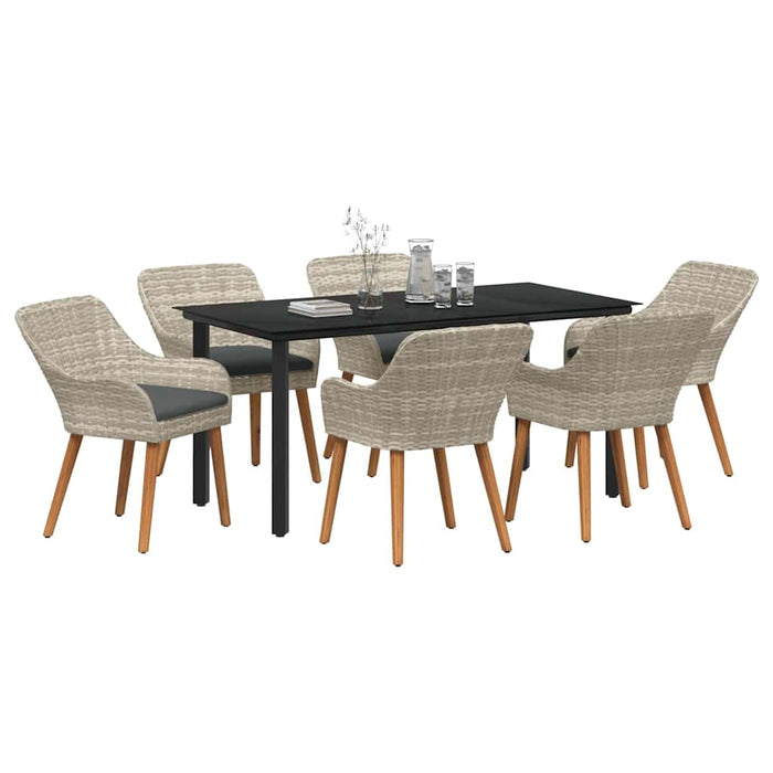 Set de dining 7 pcs Gri deschis și Negru 160 x 80 x 74 cm - WALTI WALTI