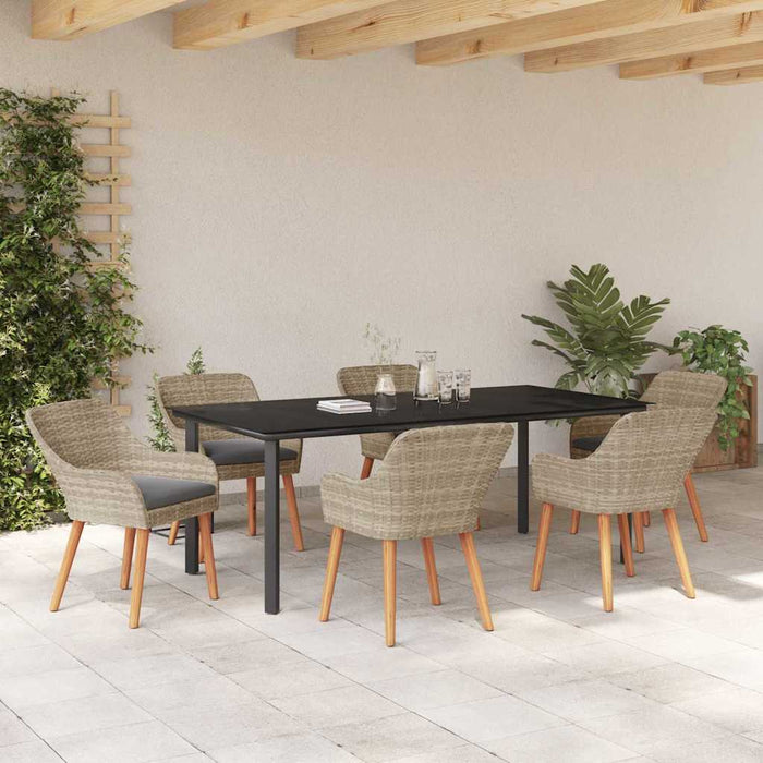Set de dining 7 pcs Gri deschis și Negru 200x100x74 cm - WALTI WALTI