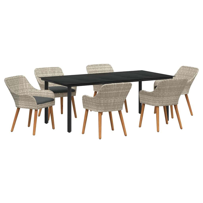 Set de dining 7 pcs Gri deschis și Negru 200x100x74 cm - WALTI WALTI