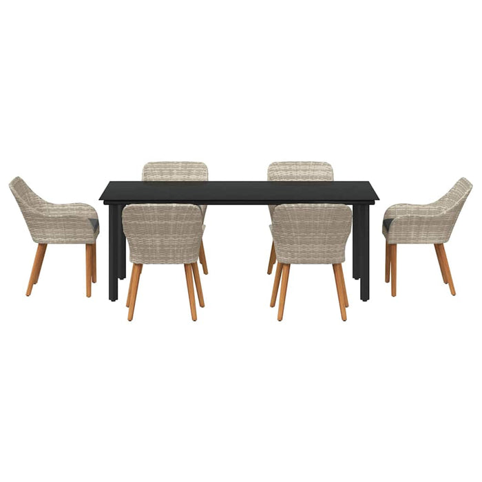 Set de dining 7 pcs Gri deschis și Negru 200x100x74 cm - WALTI WALTI